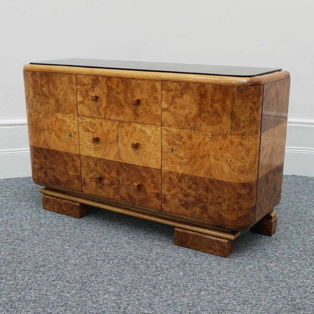 Italian Art Deoc Sideboard by V.Valabrega Torino, Walnut and glass Circa 1930 - Jeroen Markies Art Deco