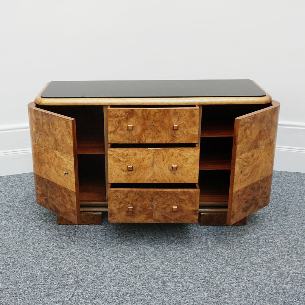 Italian Art Deoc Sideboard by V.Valabrega Torino, Walnut and glass Circa 1930 - Jeroen Markies Art Deco