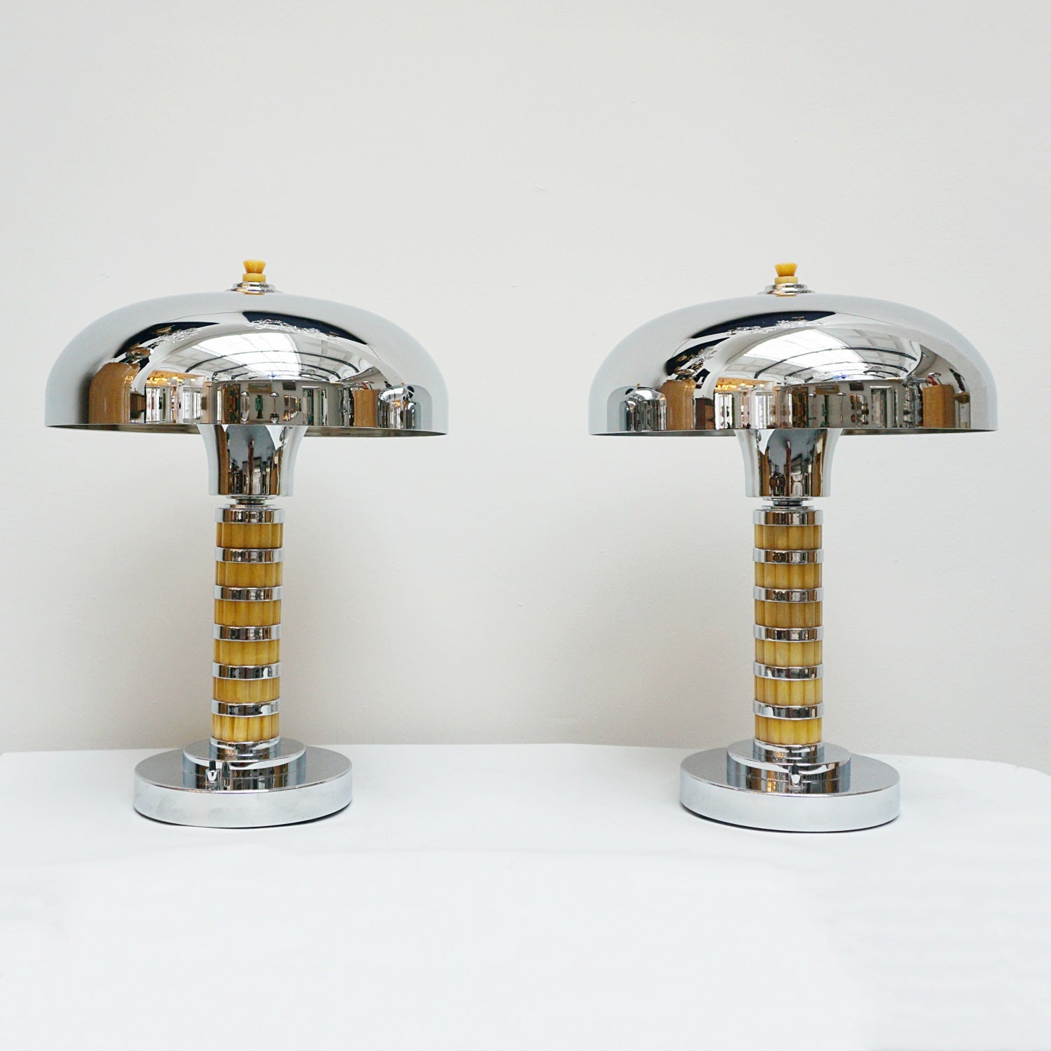 Art Deco Style Bakelite and Chromed metal Dome Lamps - Jeroen Markies Art Deco