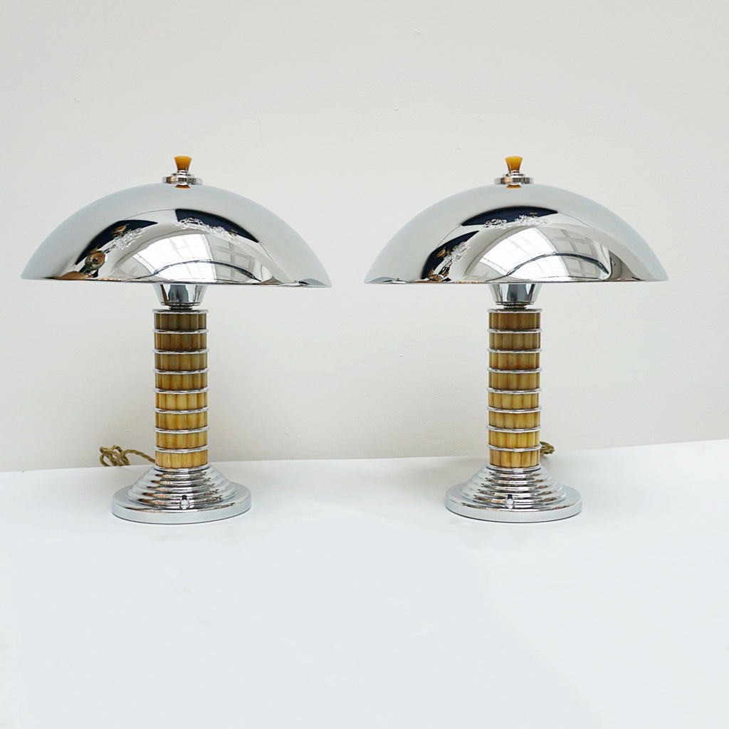 Art Deco Pair of Bakelite and Chromed Metal Lamps - Jeroen Markies Art Deco