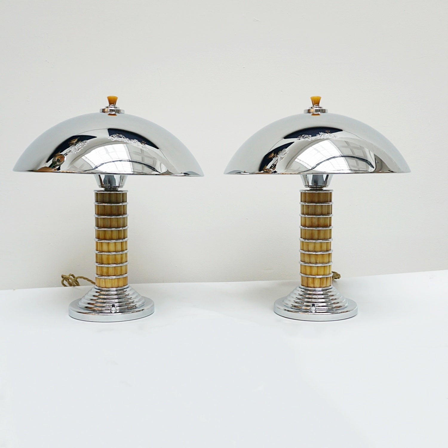 Art Deco Pair of Bakelite and Chromed Metal Lamps - Jeroen Markies Art Deco