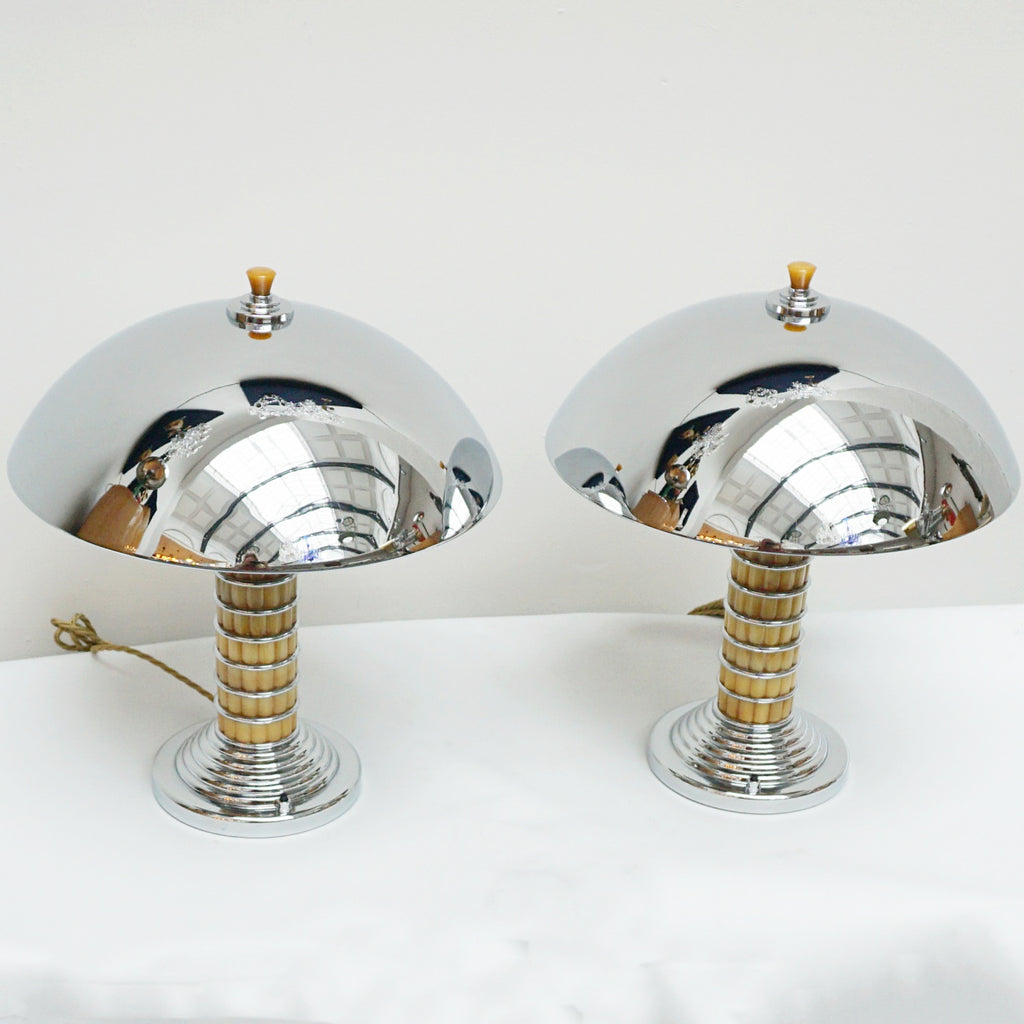 Art Deco Pair of Bakelite and Chromed Metal Lamps - Jeroen Markies Art Deco