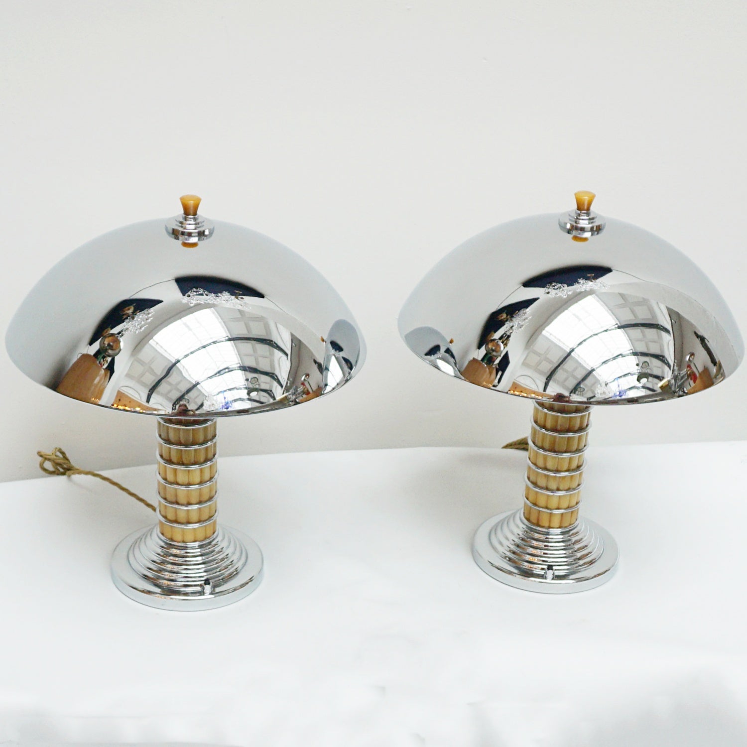Art Deco Pair of Bakelite and Chromed Metal Lamps - Jeroen Markies Art Deco