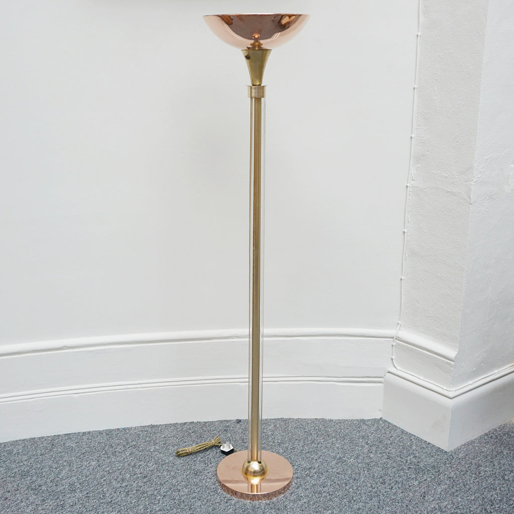 Vintage Copper and Brass Art Deco Uplighter Floor Lamp - Jeroen Markies Art Deco