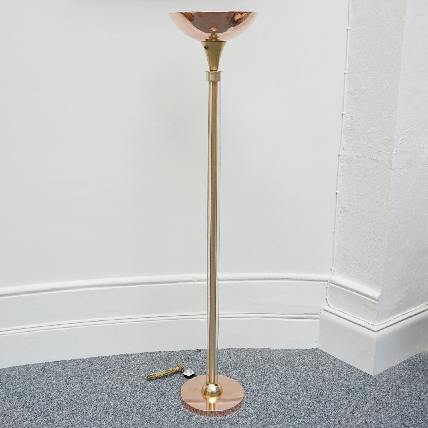 Vintage Copper and Brass Art Deco Uplighter Floor Lamp - Jeroen Markies Art Deco