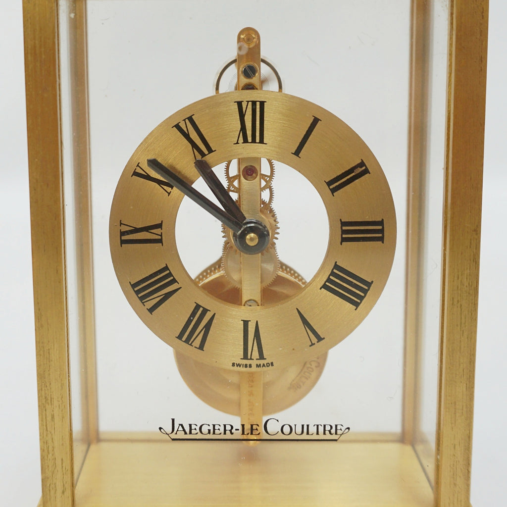 Jaeger Le-Coultre Table Clock Gilt Brass Original 1985 with Box - Jeroen Markies Art Deco