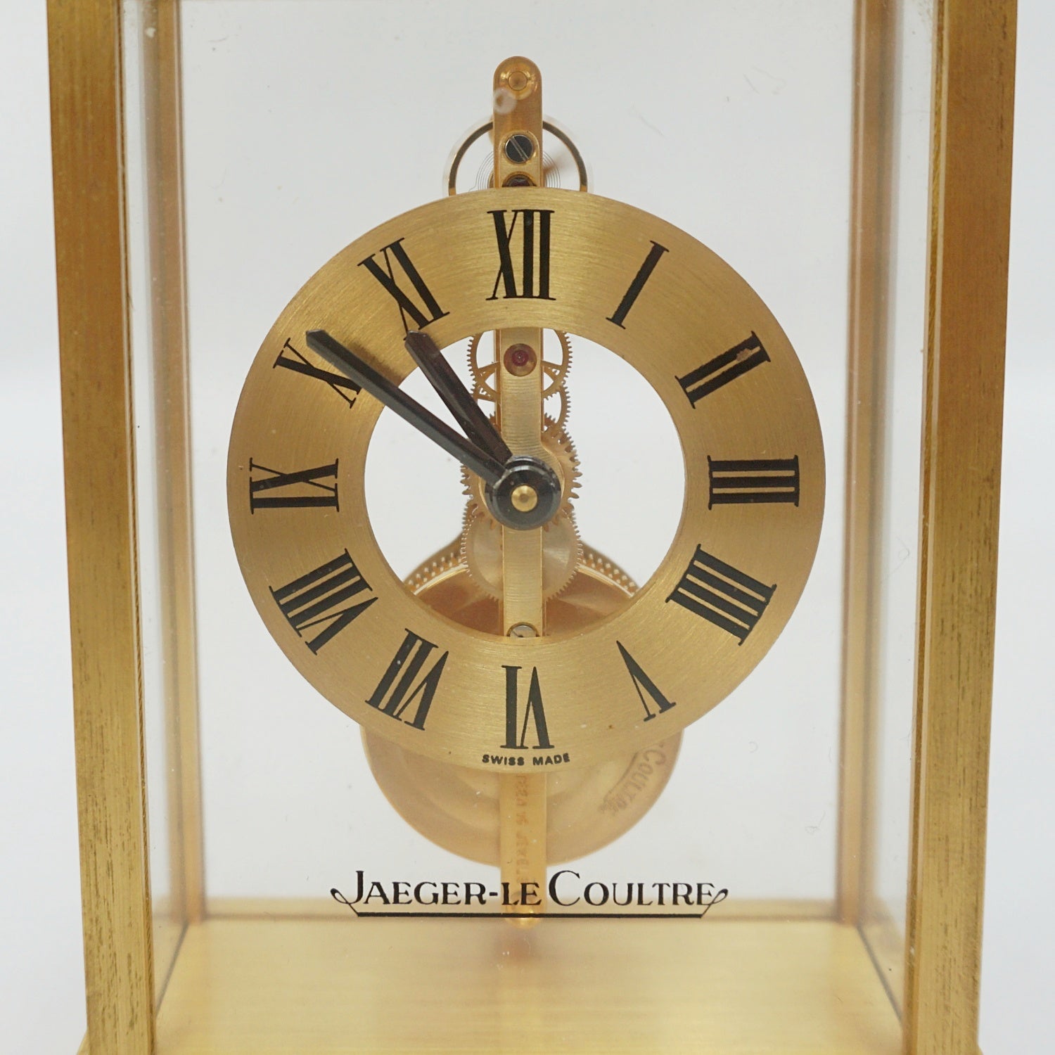 Jaeger Le-Coultre Table Clock Gilt Brass Original 1985 with Box - Jeroen Markies Art Deco
