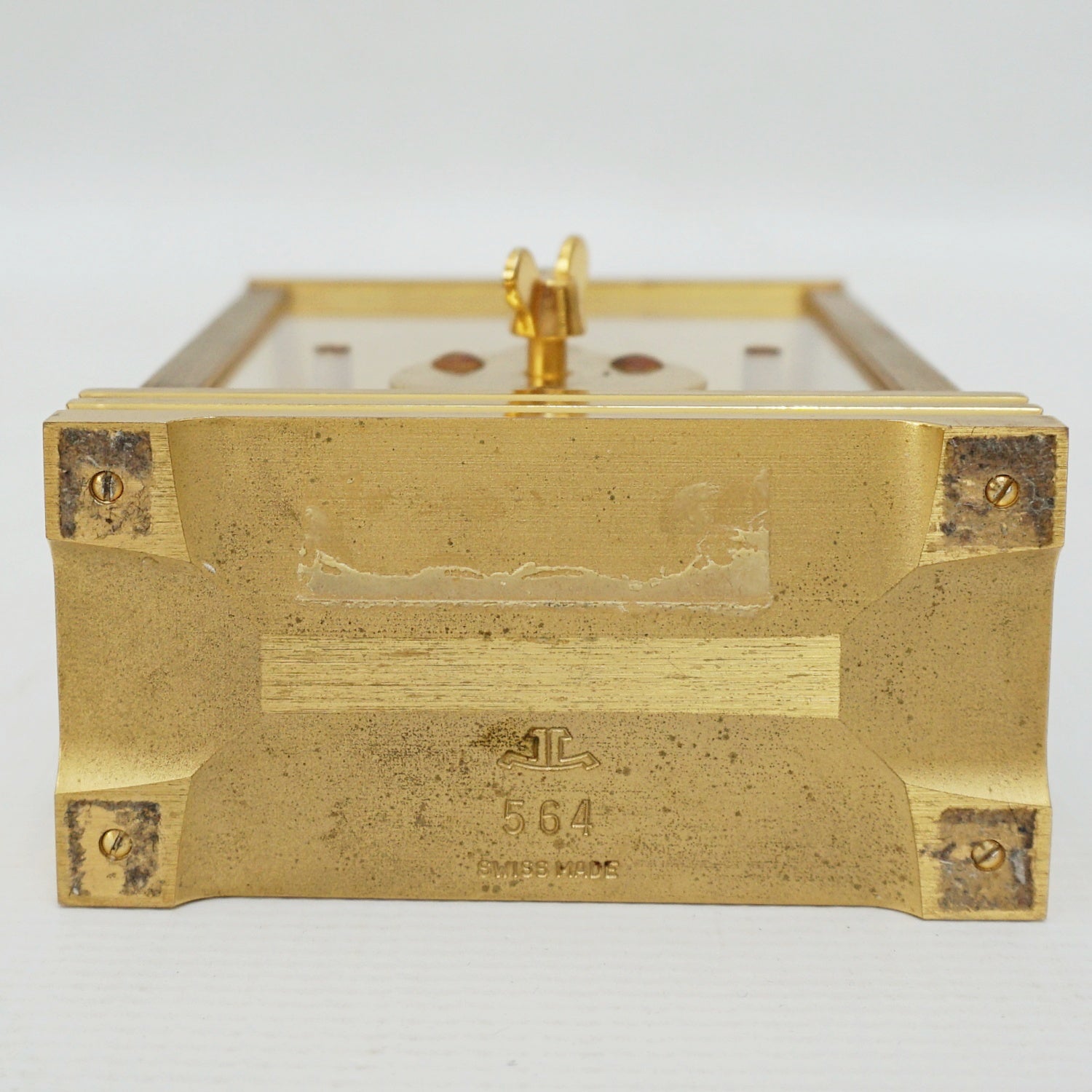 Jaeger Le-Coultre Table Clock Gilt Brass Original 1985 with Box - Jeroen Markies Art Deco