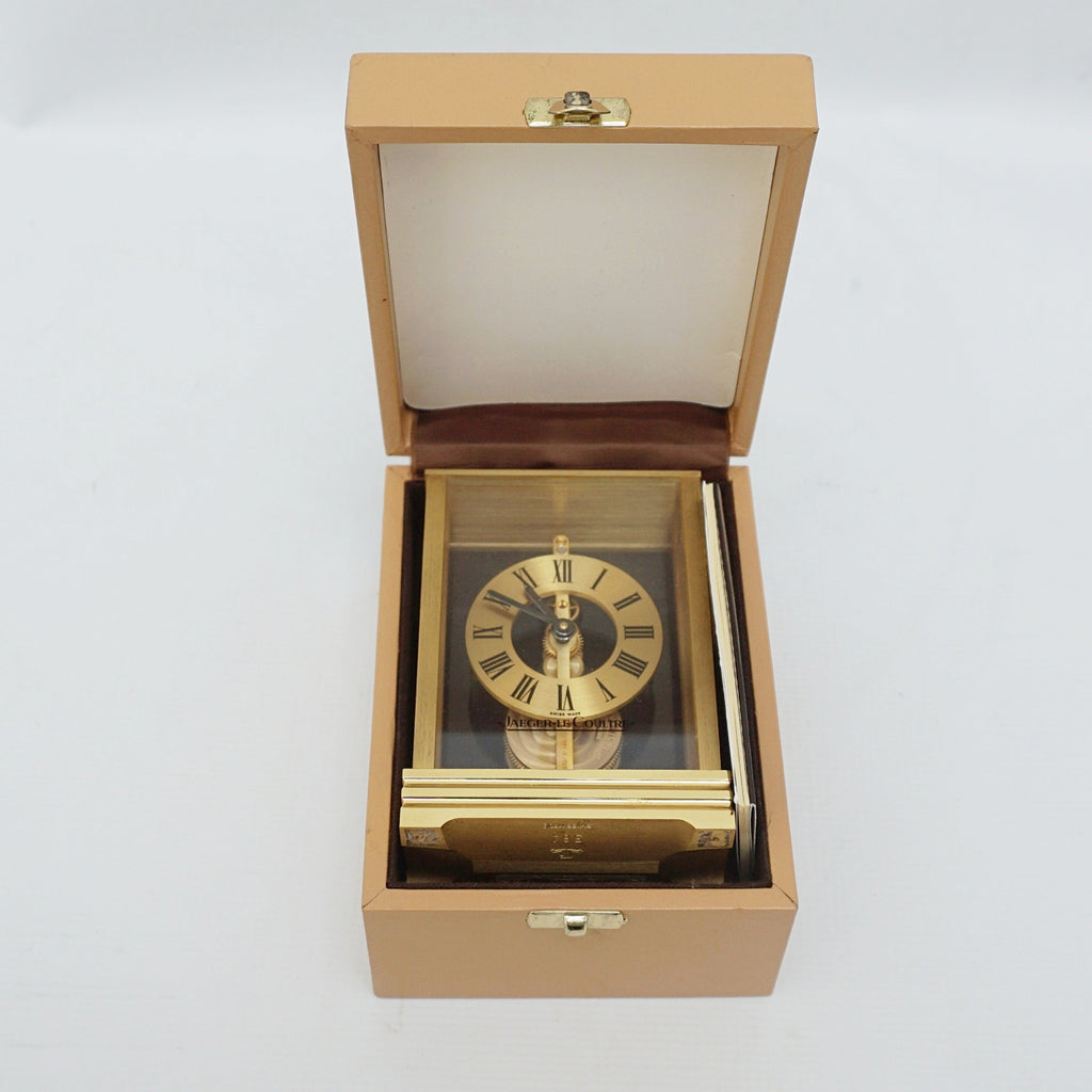 Jaeger Le-Coultre Table Clock Gilt Brass Original 1985 with Box - Jeroen Markies Art Deco