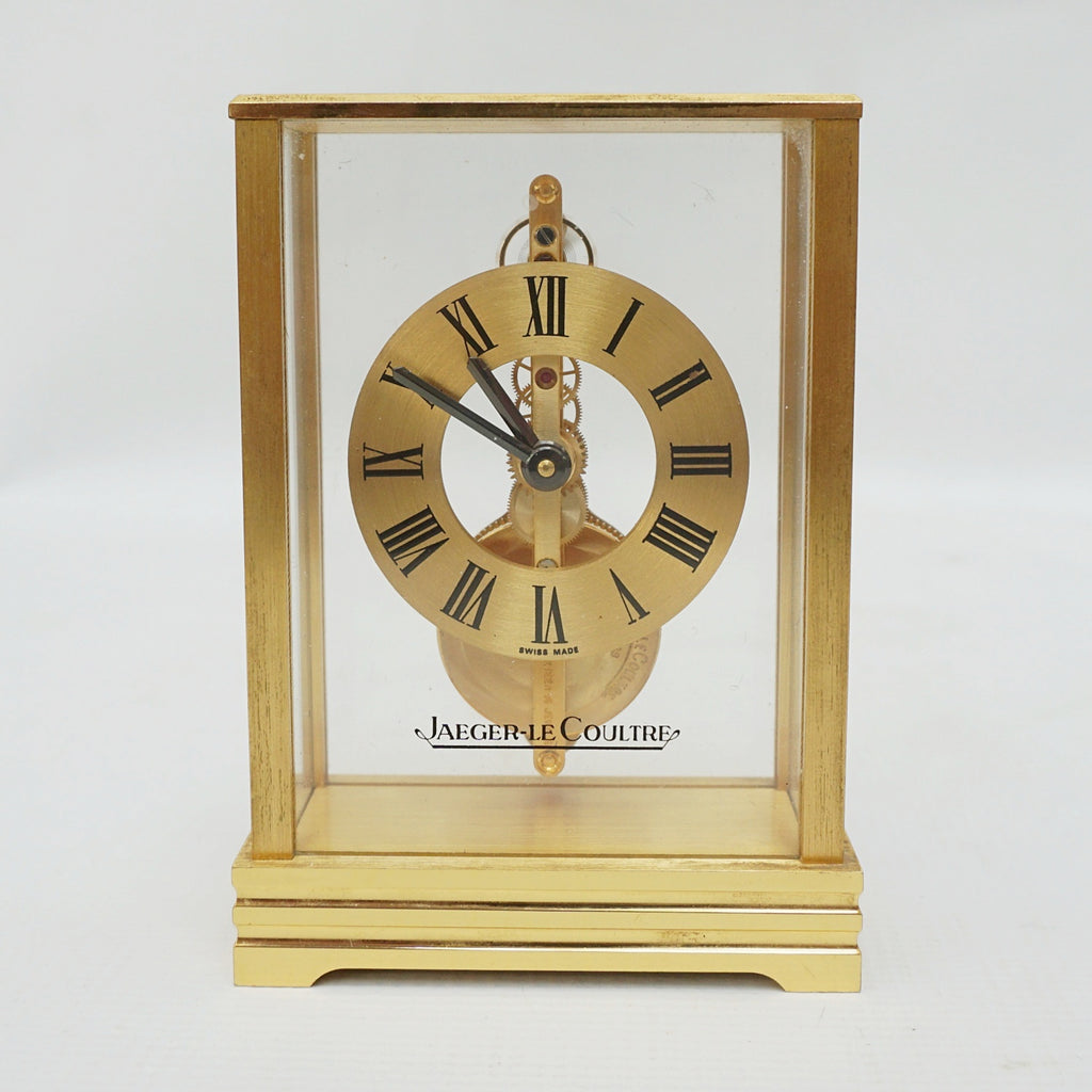 Jaeger Le-Coultre Table Clock Gilt Brass Original 1985 with Box - Jeroen Markies Art Deco