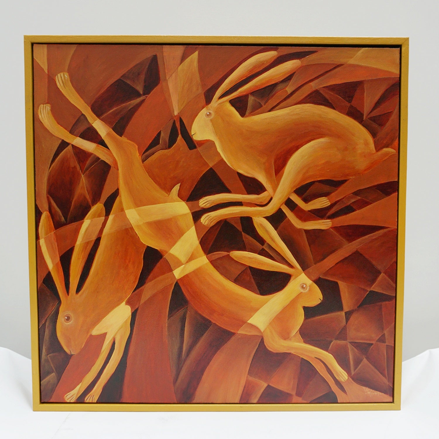 'Golden Hares' Contemporary Oil on Canvas Painting by Vera Jefferson - Jeroen Markies Art Deco 