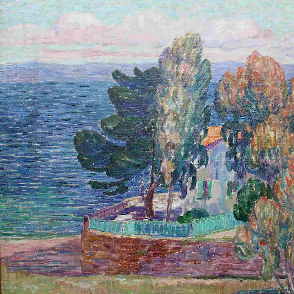 Art Deco landscape painting of St Tropez by Leon Detroy