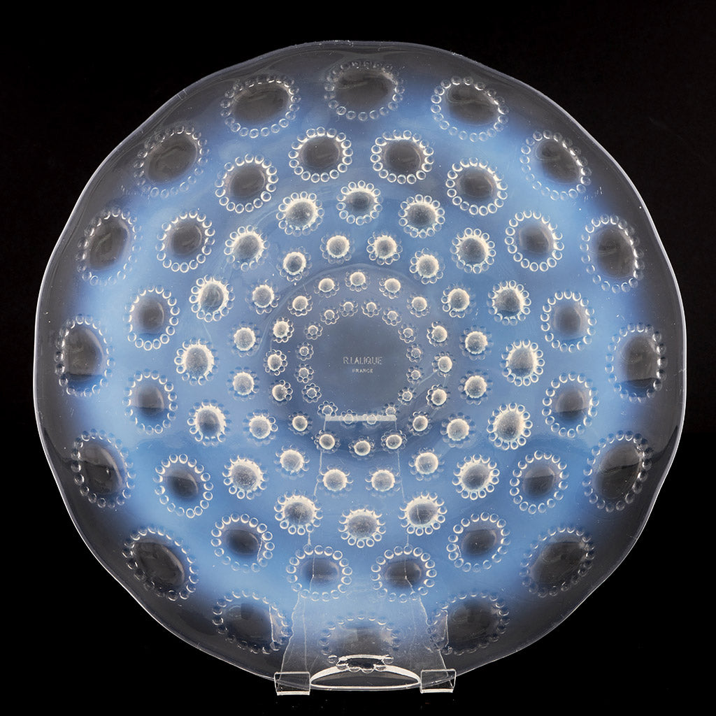 Asters Rene Lalique Opalescent Blue Glass Plate - Jeroen Markies Art Deco 