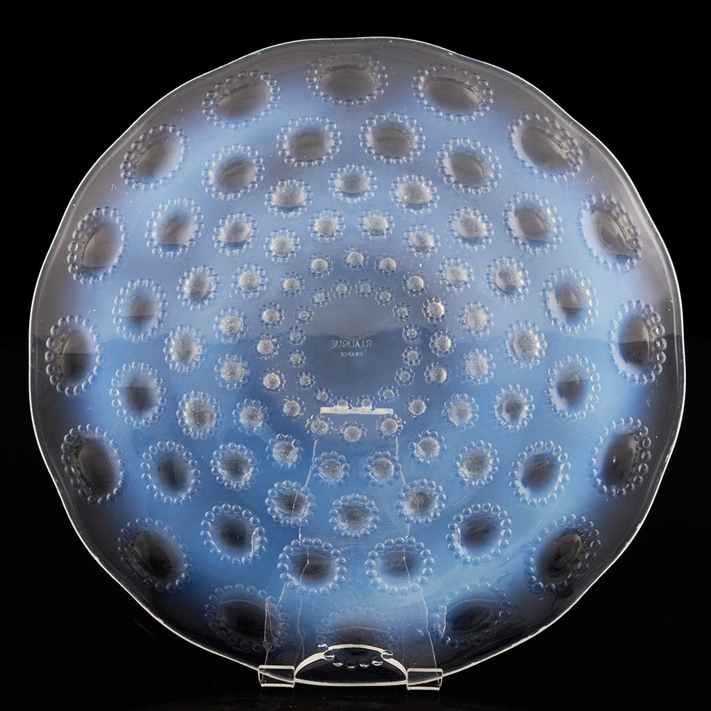 Asters Rene Lalique Opalescent Blue Glass Plate - Jeroen Markies Art Deco 