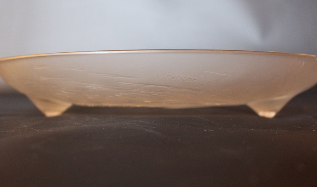 Sirene Coupe  an Art Deco ‘trepied’ glass coupe by Lalique Glass of frosted glass with raised opalescent design in the form of a mermaid frolicking in swirling waters set on three raised feet.