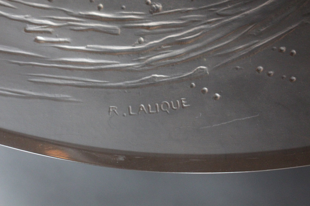 Sirene Coupe  an Art Deco ‘trepied’ glass coupe by Lalique Glass of frosted glass with raised opalescent design in the form of a mermaid frolicking in swirling waters set on three raised feet.