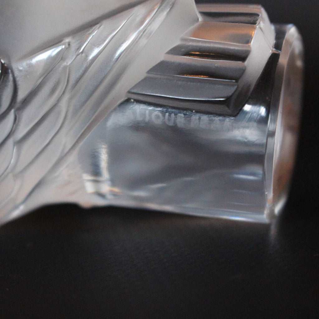 Art Deco Lalique Chouette, a glass owl paperweight at Jeroen Markies