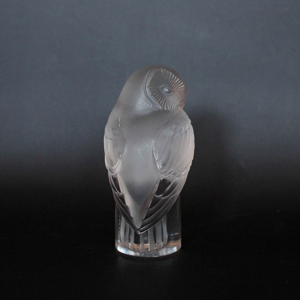 Art Deco Lalique Chouette, a glass owl paperweight at Jeroen Markies