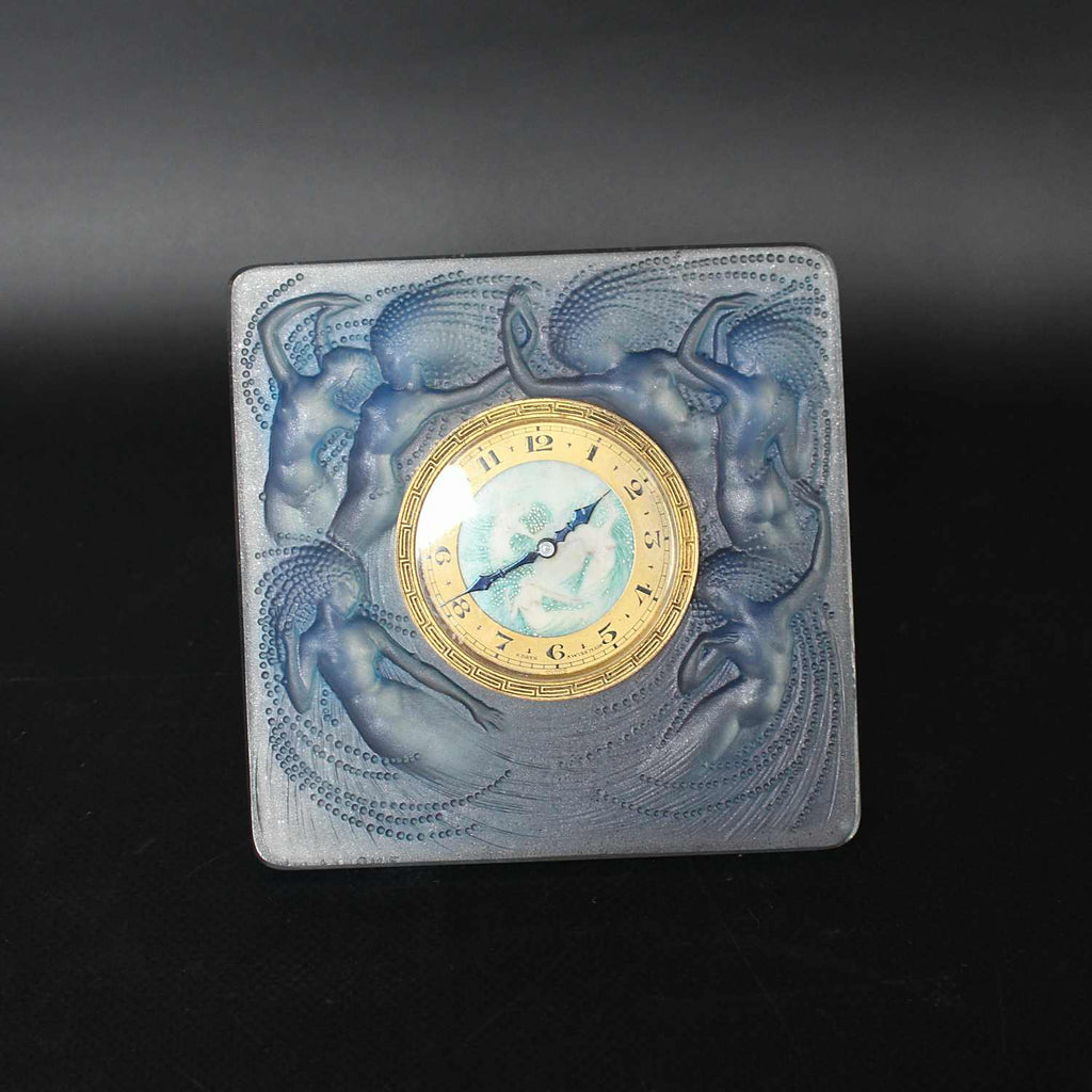 Art Deco opalescent glass Naiades clock by Lalique at Jeroen Markies