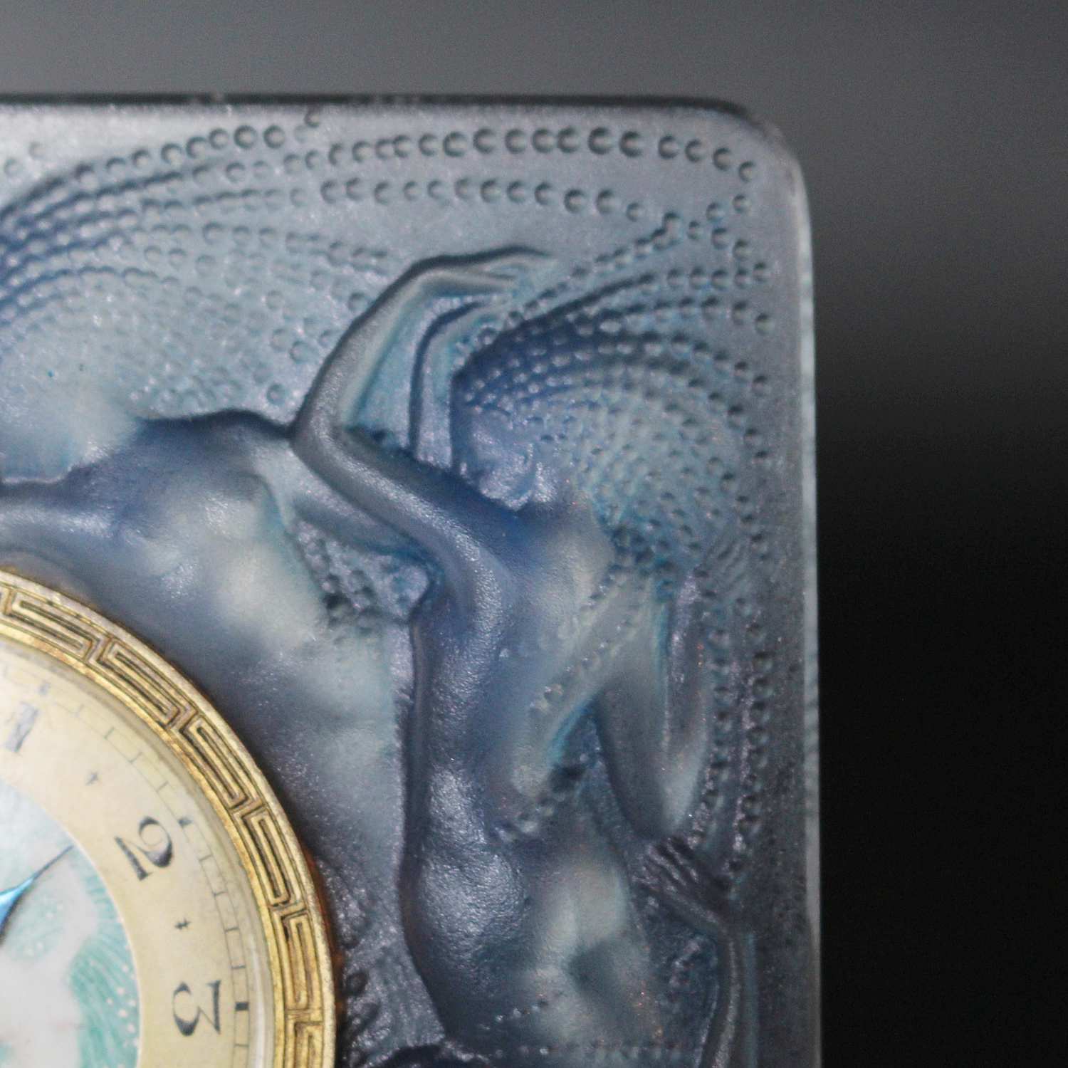 Art Deco opalescent glass Naiades clock by Lalique at Jeroen Markies