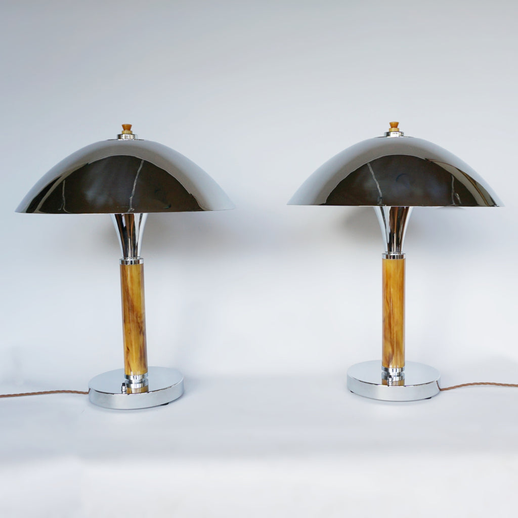 Art Deco Marbled Bakelite and Chromed Metal Table Lamos - Jereon Markies Art Deco 