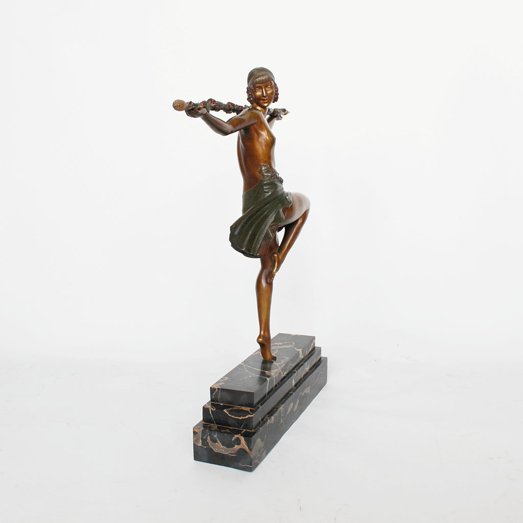 Pierre le Faguays Bacchante Dancer of Thyrsus Art deco sculpture