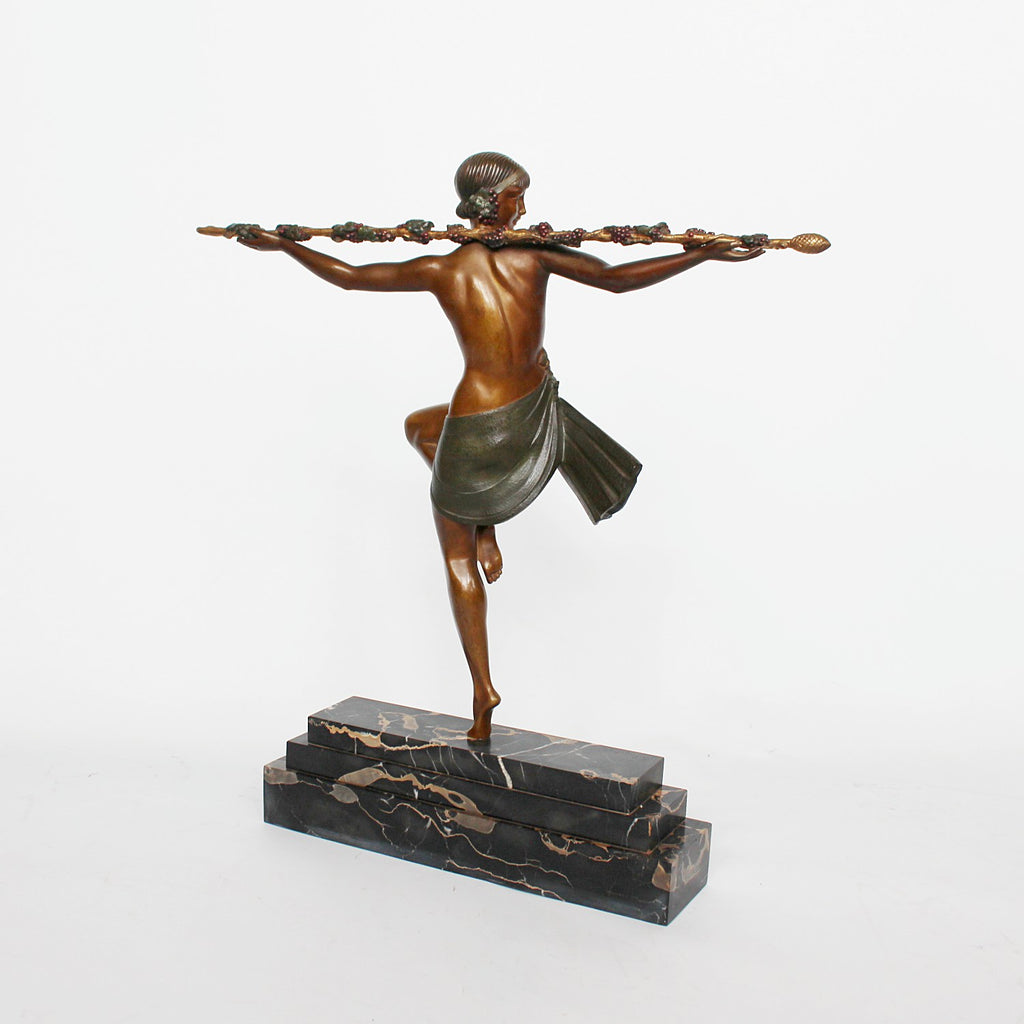 Pierre le Faguays Bacchante Dancer of Thyrsus Art deco sculpture