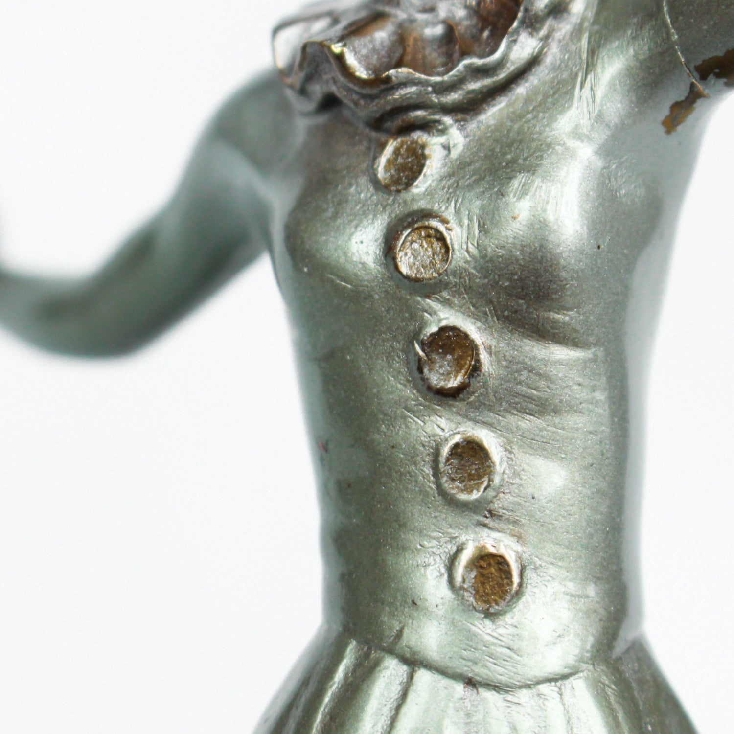 An Art Deco, cold painted bronze figure of an elegant dancer in a striking pose, raised on a green onyx base.  Signed Lorenzl to bronze