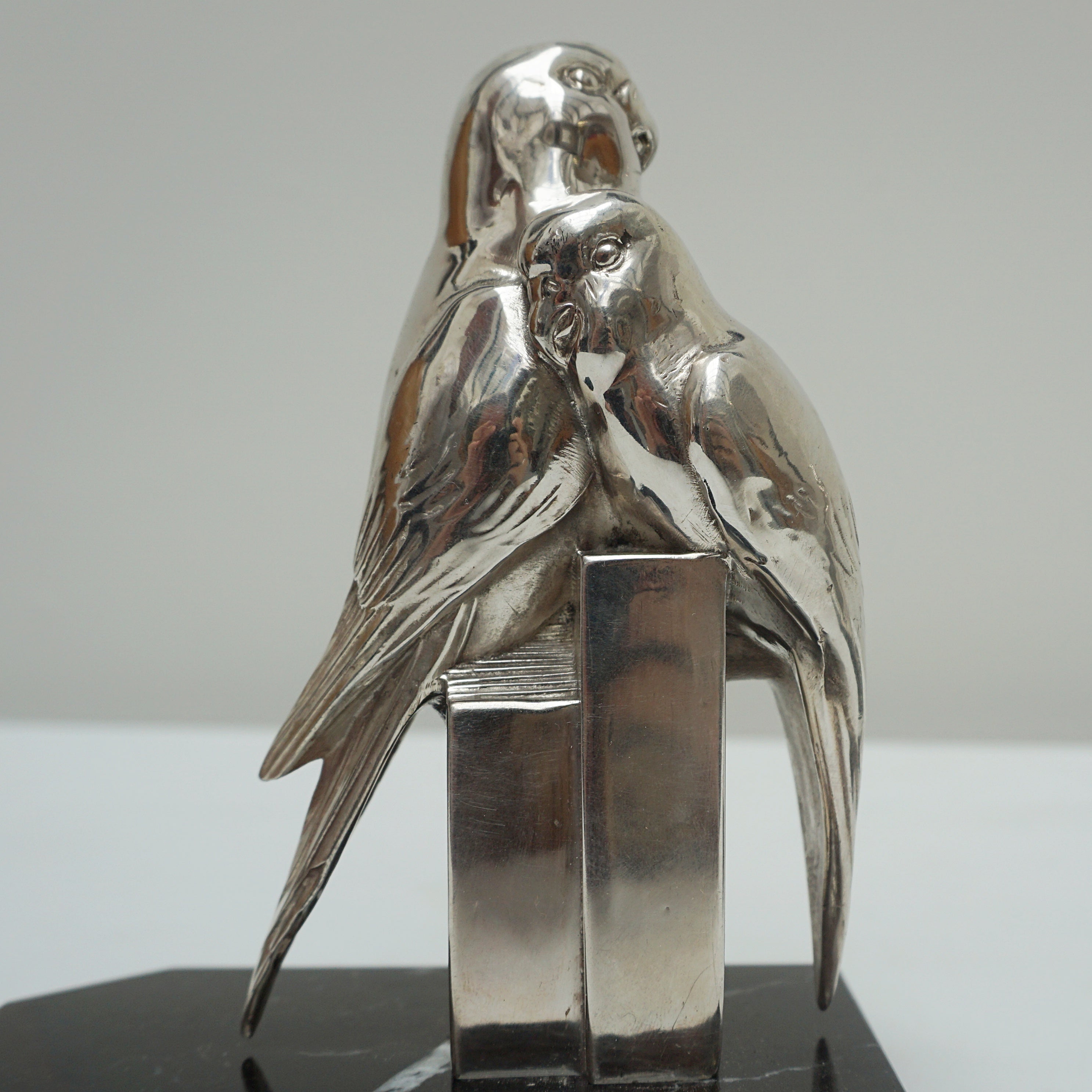 A Pair of Vintage Art Deco Silvered Budgerigar Bookends Circa 1935 English Art Deco - Jeroen Markies Art Deco