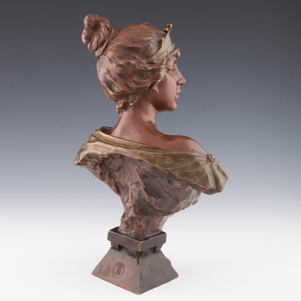 Emmanuel Villanis 'Lucrece' Bronze Bust 37cm high Original Art Nouveau Sculpture - Jeroen Markies Art Deco