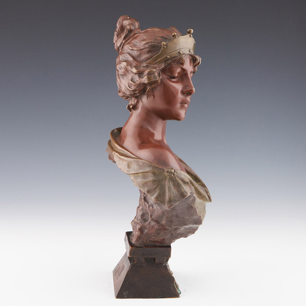 Emmanuel Villanis 'Lucrece' Bronze Bust 37cm high Original Art Nouveau Sculpture - Jeroen Markies Art Deco