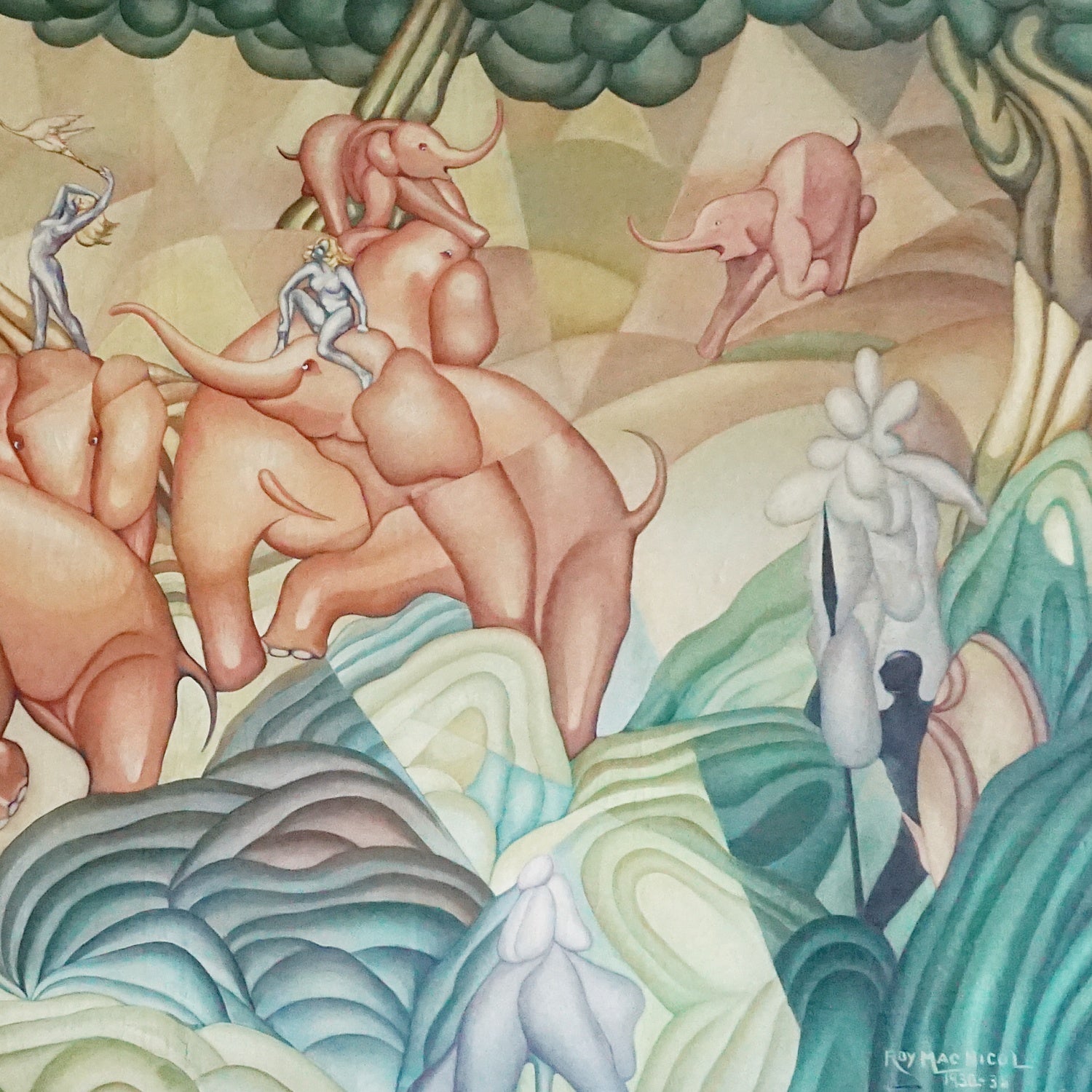 Roy MacNicol (1889-1970) Abstract Art Deco Oil on Canvas Painting - Jeroen Markies Art Deco