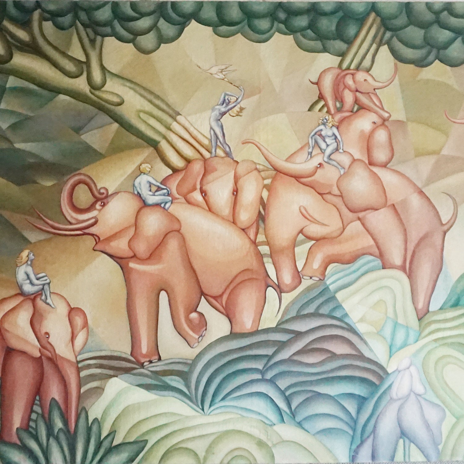 Roy MacNicol (1889-1970) Abstract Art Deco Oil on Canvas Painting - Jeroen Markies Art Deco