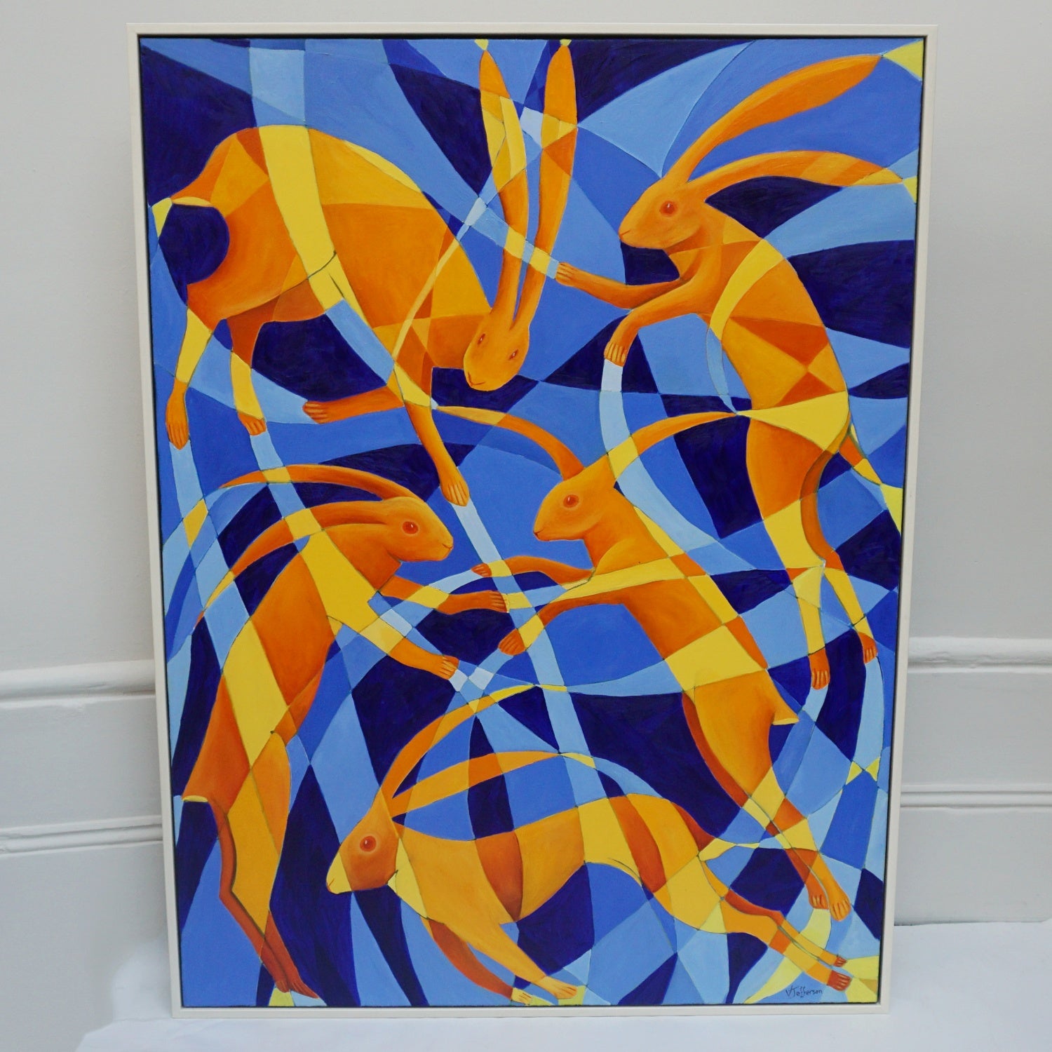 'March Hares' a Contemporary Oil on Canvas Painting by Vera Jefferson - Jeroen Markies Art Deco