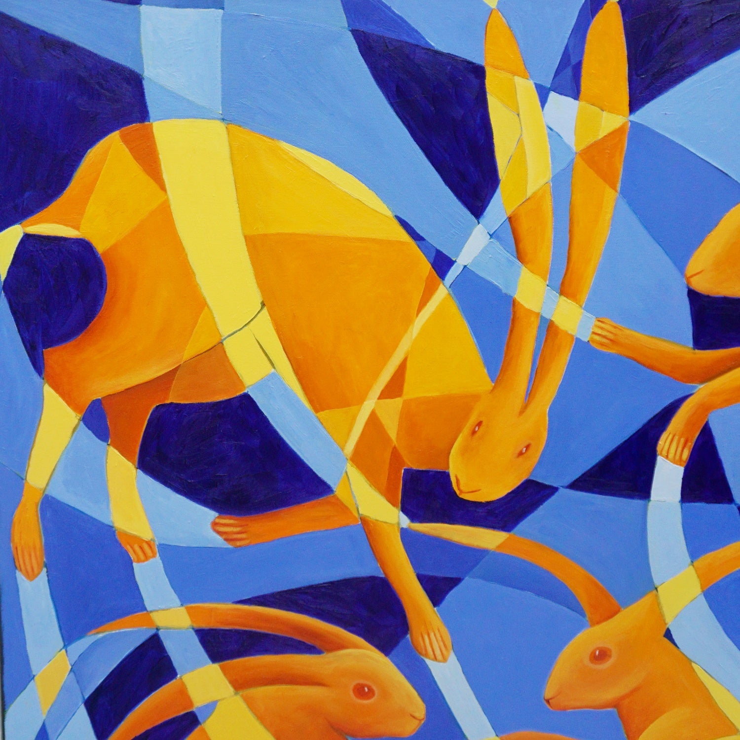 'March Hares' a Contemporary Oil on Canvas Painting by Vera Jefferson - Jeroen Markies Art Deco
