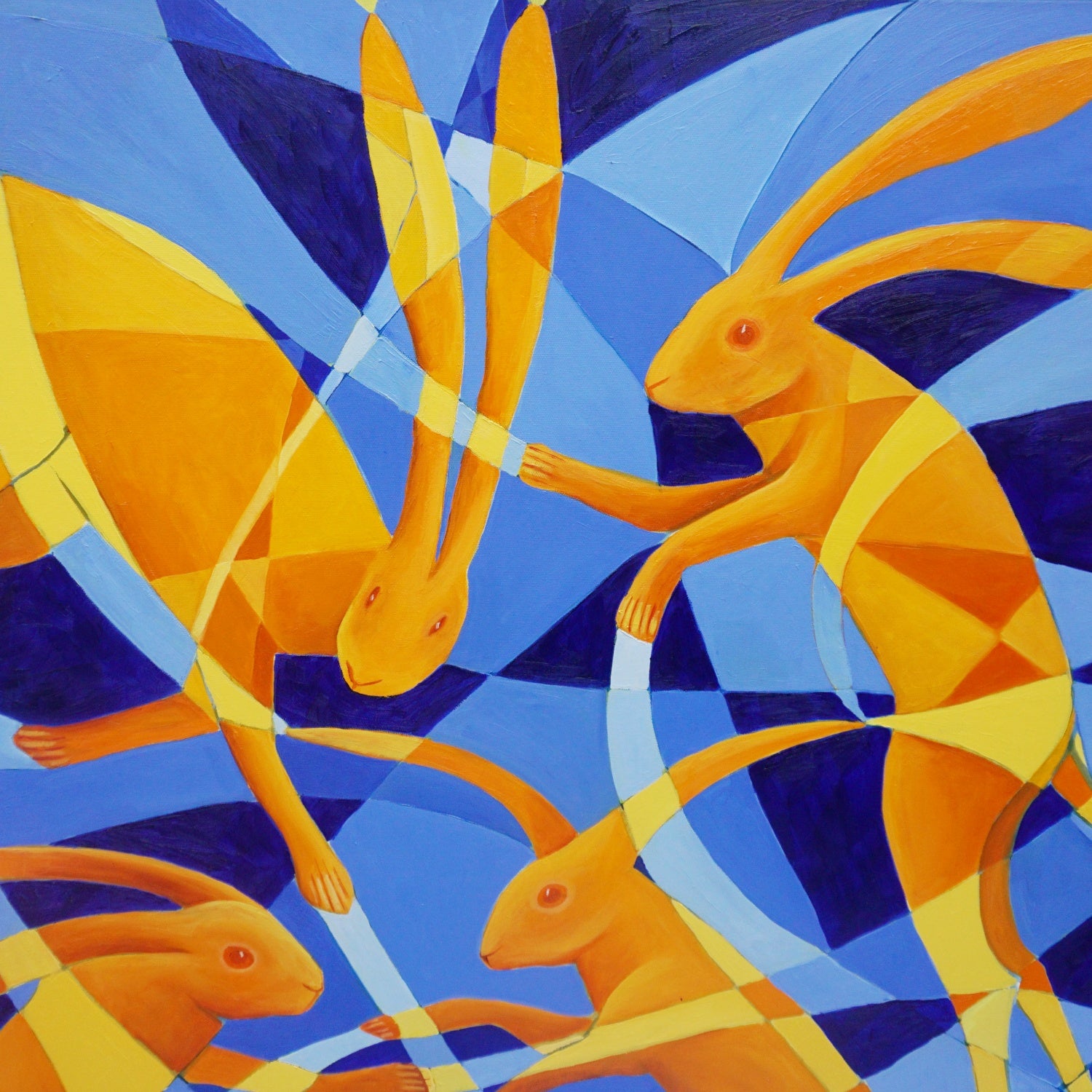 'March Hares' a Contemporary Oil on Canvas Painting by Vera Jefferson - Jeroen Markies Art Deco