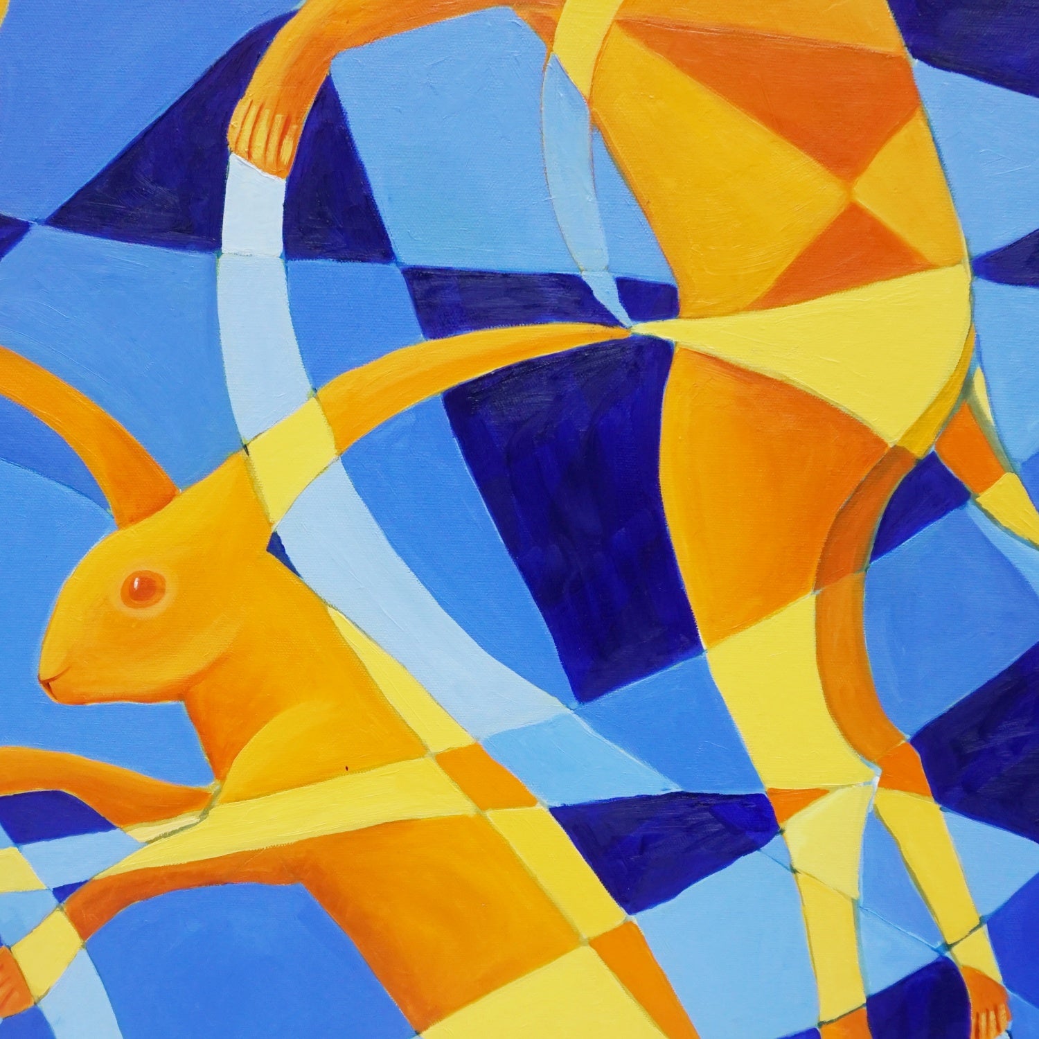 'March Hares' a Contemporary Oil on Canvas Painting by Vera Jefferson - Jeroen Markies Art Deco