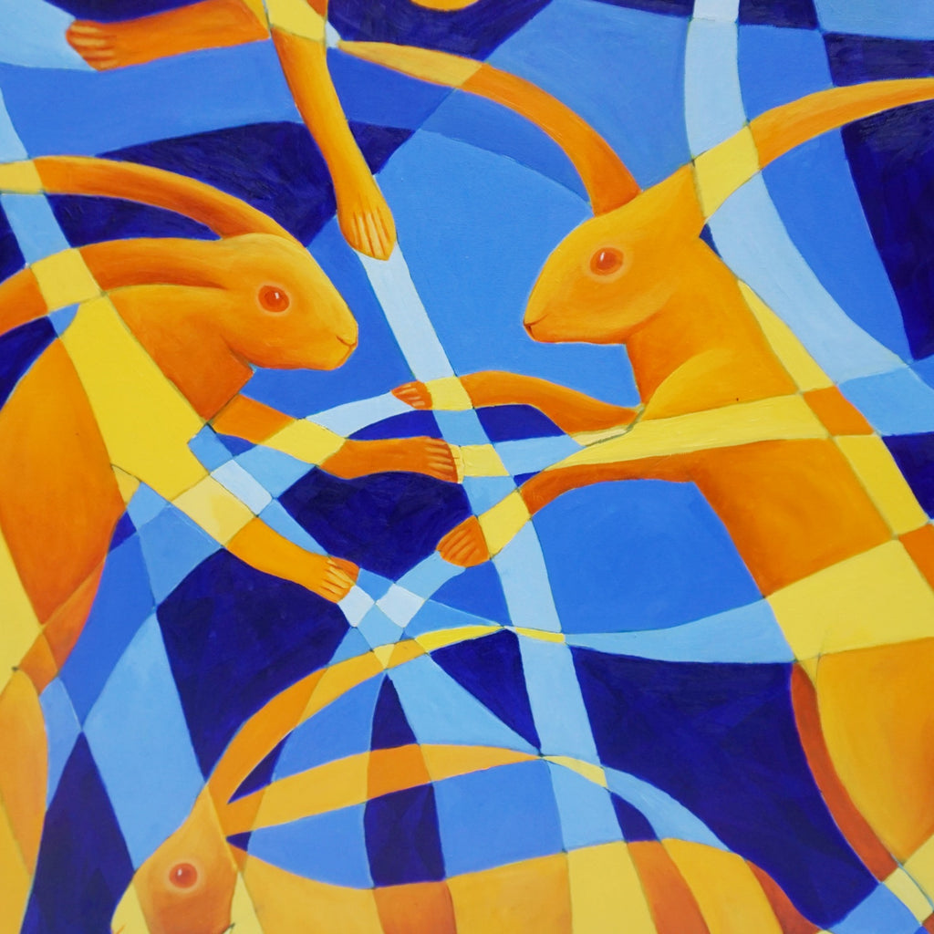 'March Hares' a Contemporary Oil on Canvas Painting by Vera Jefferson - Jeroen Markies Art Deco