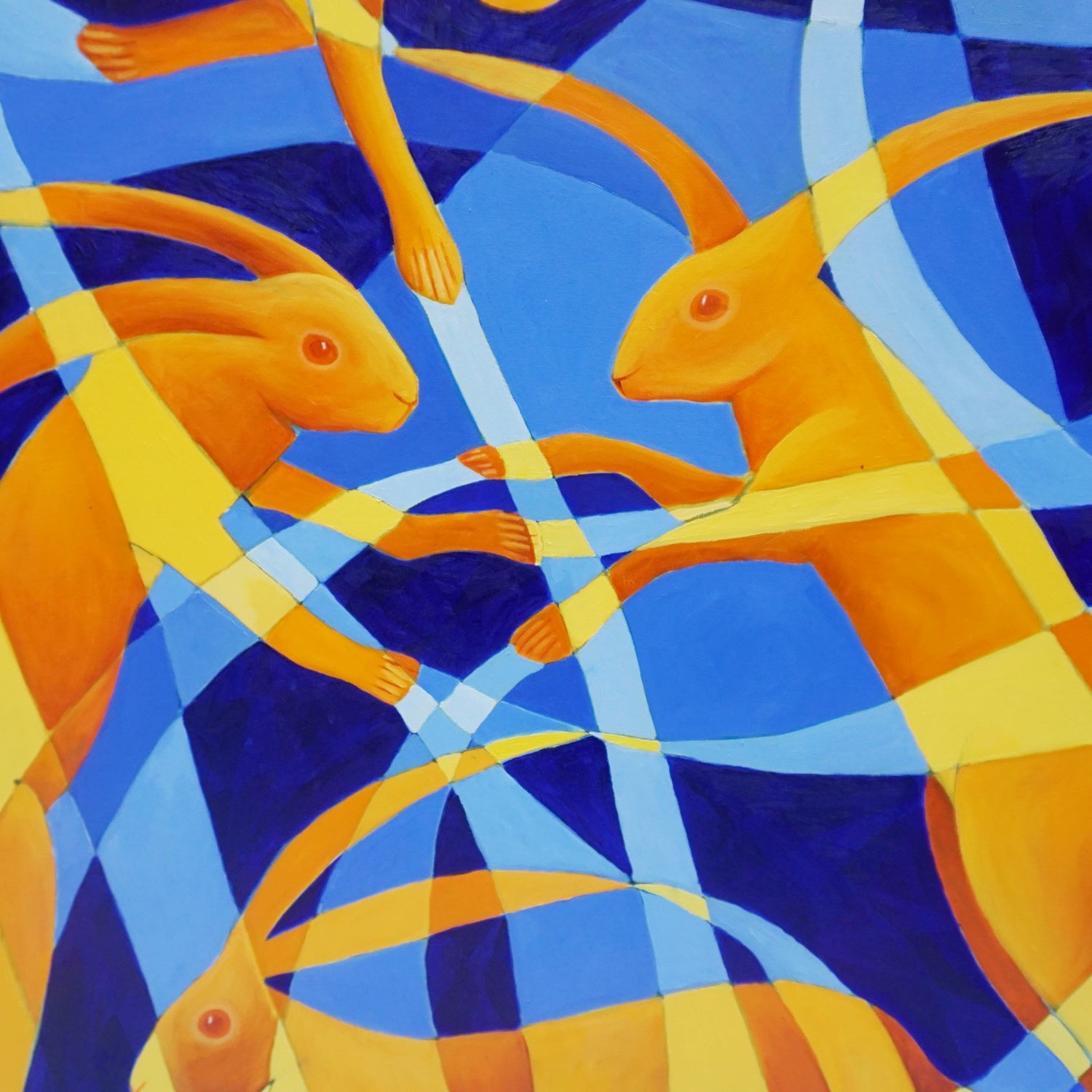'March Hares' a Contemporary Oil on Canvas Painting by Vera Jefferson - Jeroen Markies Art Deco