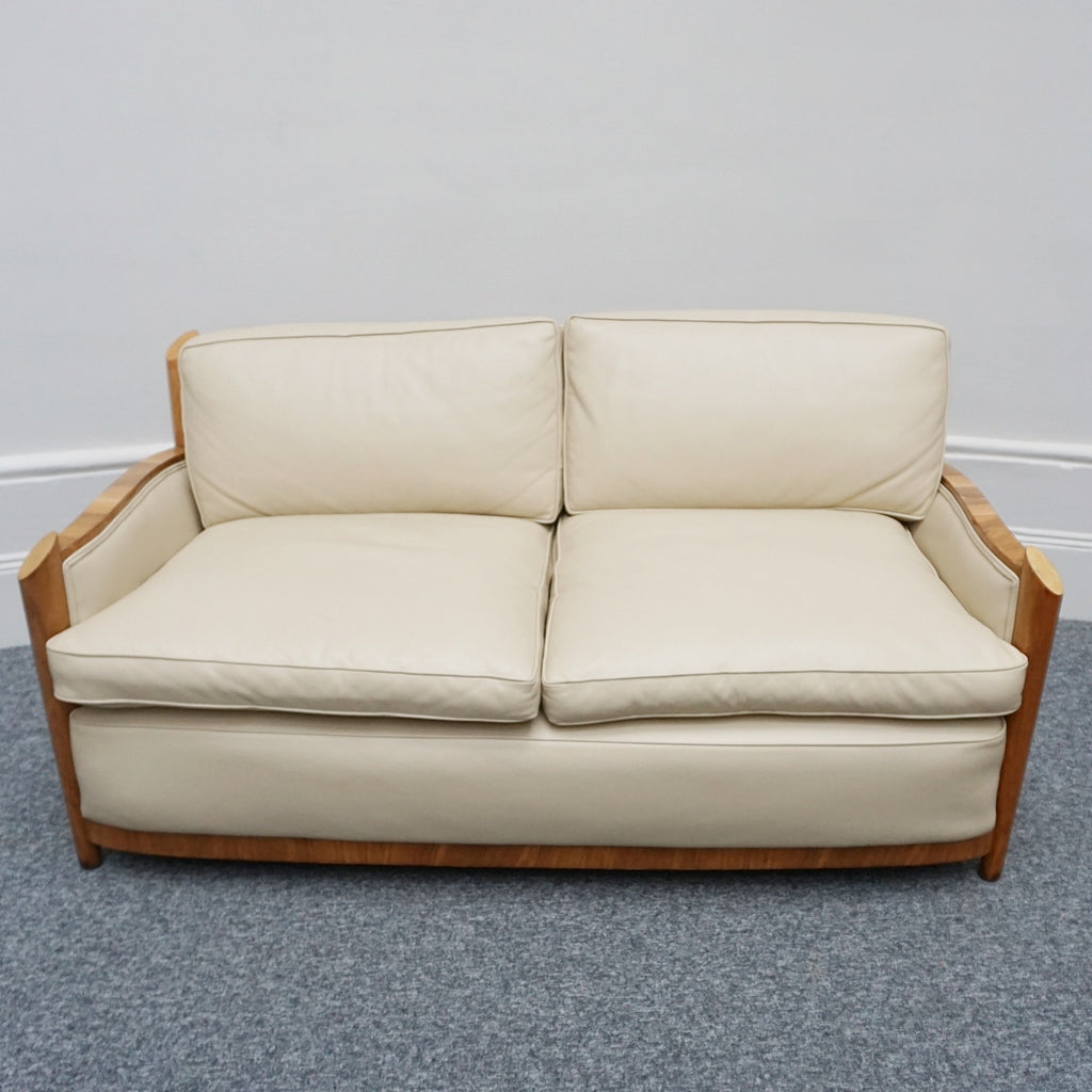 Vintage Art Deco Sofa and Chairs Leather Upholstery and Birdseye Maple - Jeroen Markies Art Deco