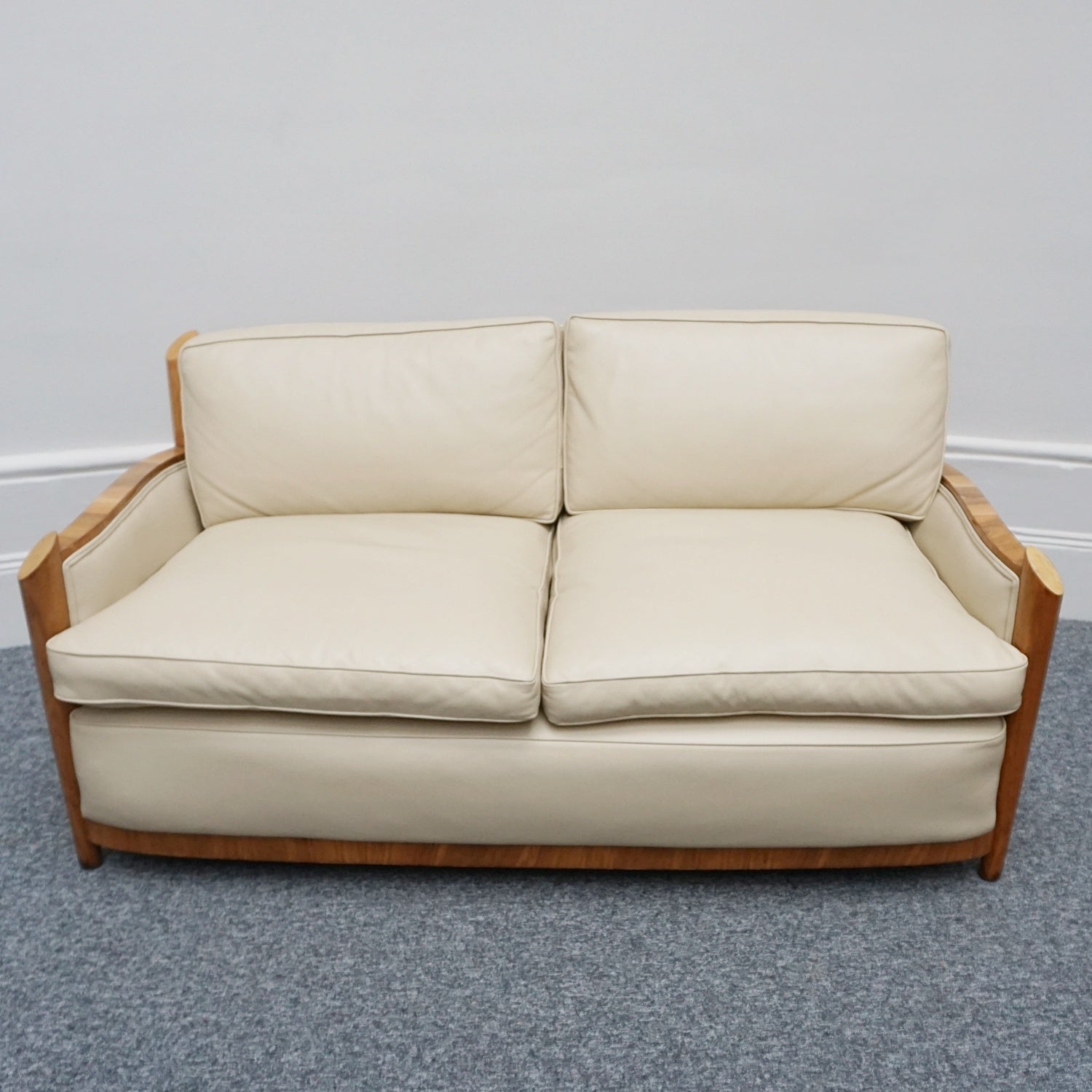 Vintage Art Deco Sofa and Chairs Leather Upholstery and Birdseye Maple - Jeroen Markies Art Deco