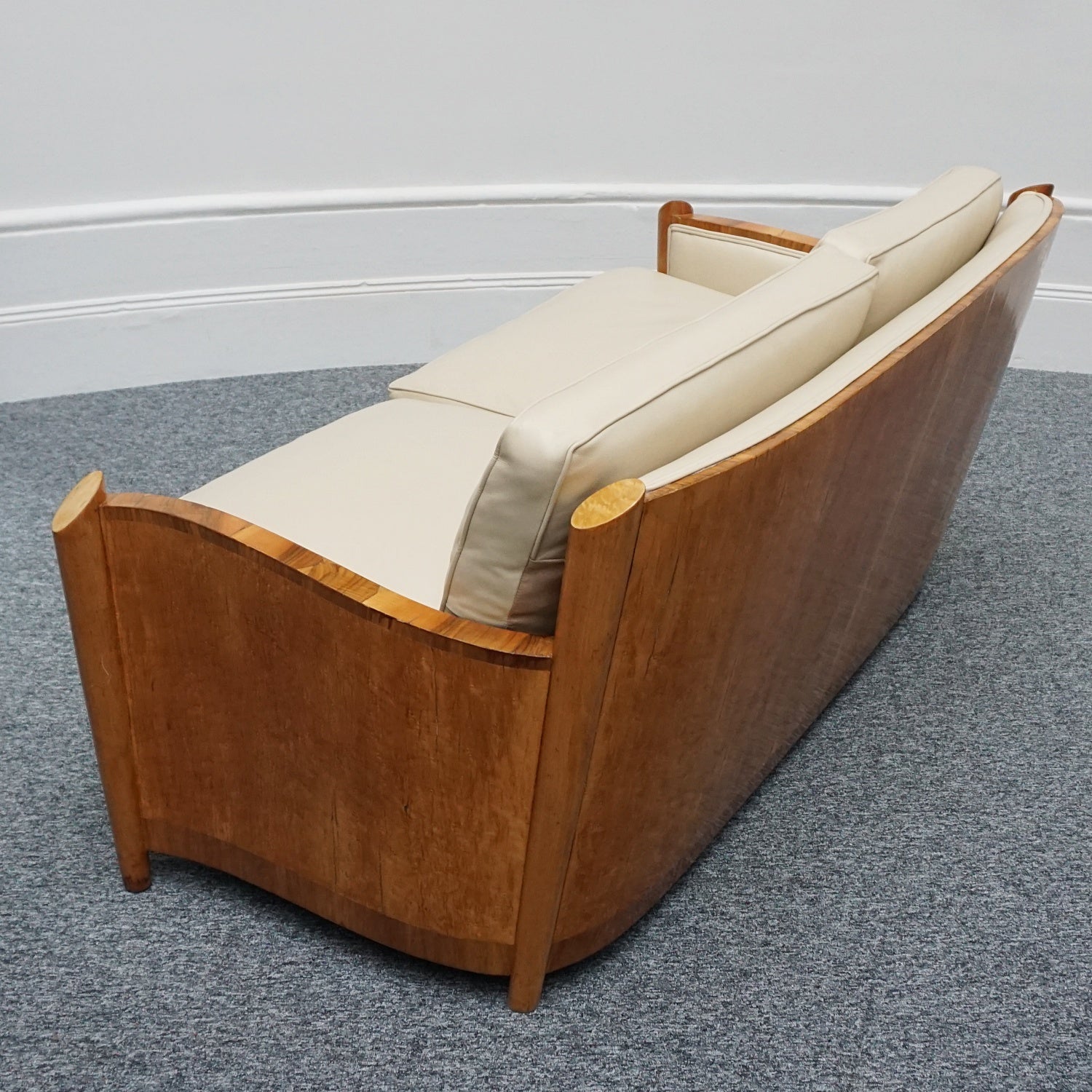 Vintage Art Deco Sofa and Chairs Leather Upholstery and Birdseye Maple - Jeroen Markies Art Deco