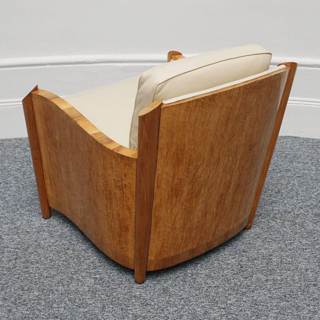 Vintage Art Deco Sofa and Chairs Leather Upholstery and Birdseye Maple - Jeroen Markies Art Deco