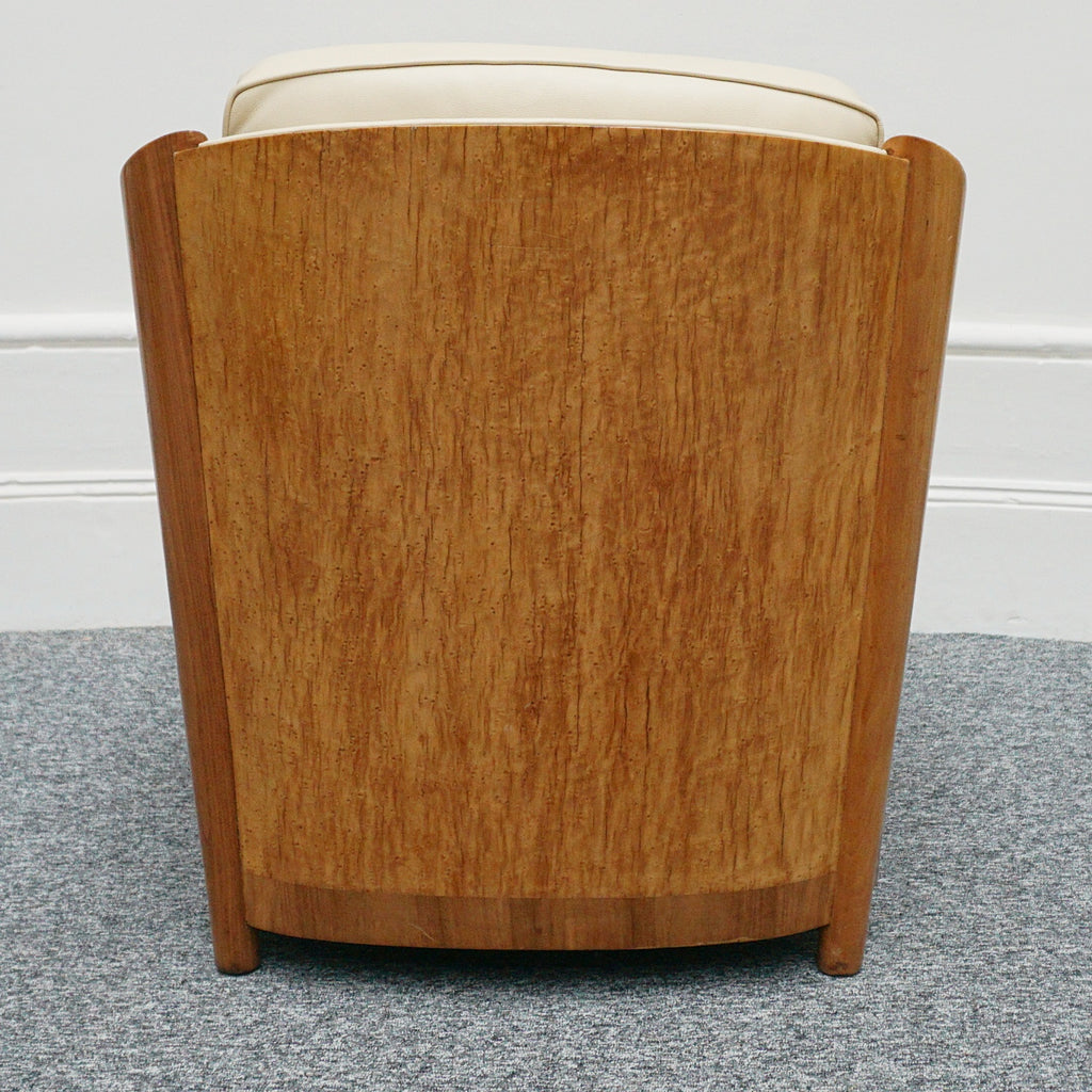 Vintage Art Deco Sofa and Chairs Leather Upholstery and Birdseye Maple - Jeroen Markies Art Deco