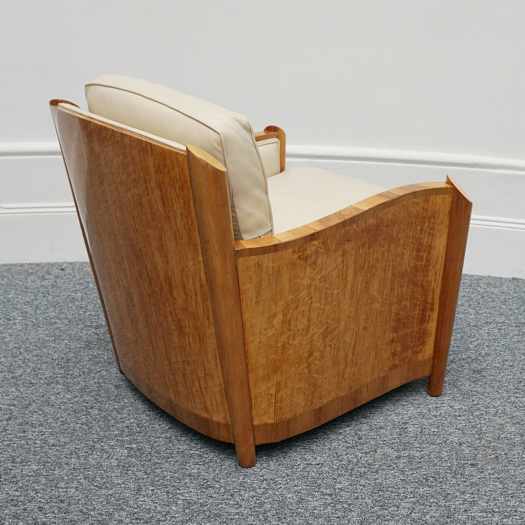Vintage Art Deco Sofa and Chairs Leather Upholstery and Birdseye Maple - Jeroen Markies Art Deco