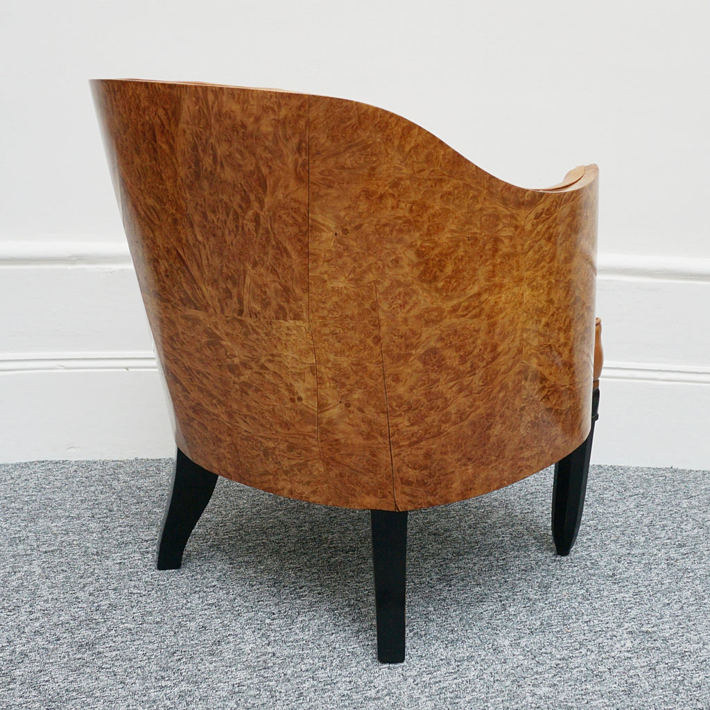 Original Vintage Art Deco Club Armchairs in Brown leather and walnut - Jeroen Markies Art Deco 