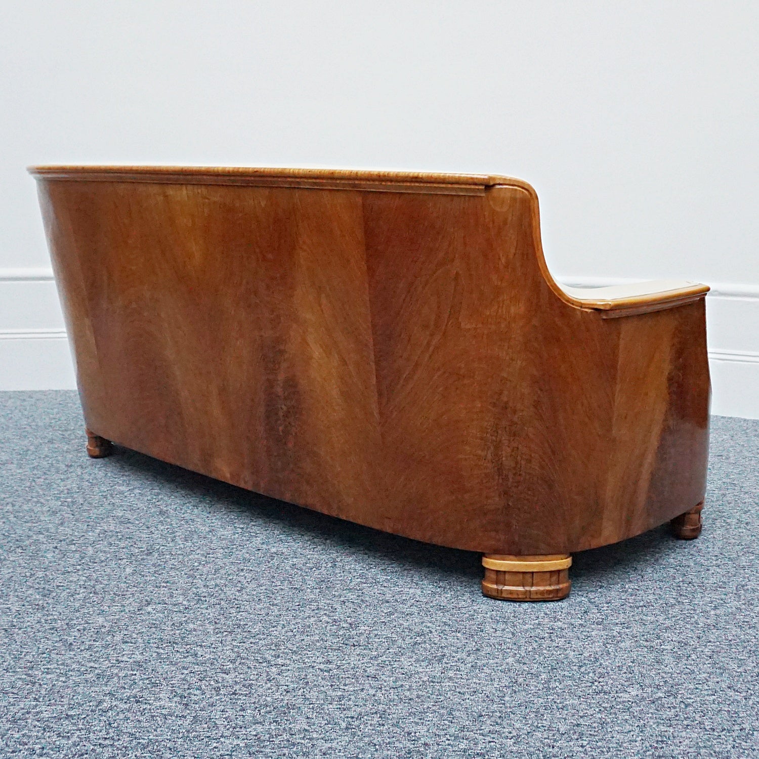 Vintage Art Deco Three Piece Lounge Suite by Maurice Adams Circa 1930 Burr Walnut and Leather - Jeroen Markies Art Deco