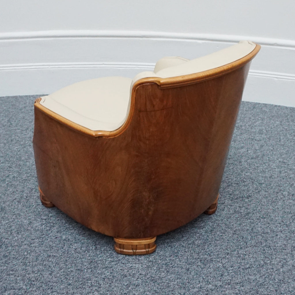 Vintage Art Deco Three Piece Lounge Suite by Maurice Adams Circa 1930 Burr Walnut and Leather - Jeroen Markies Art Deco