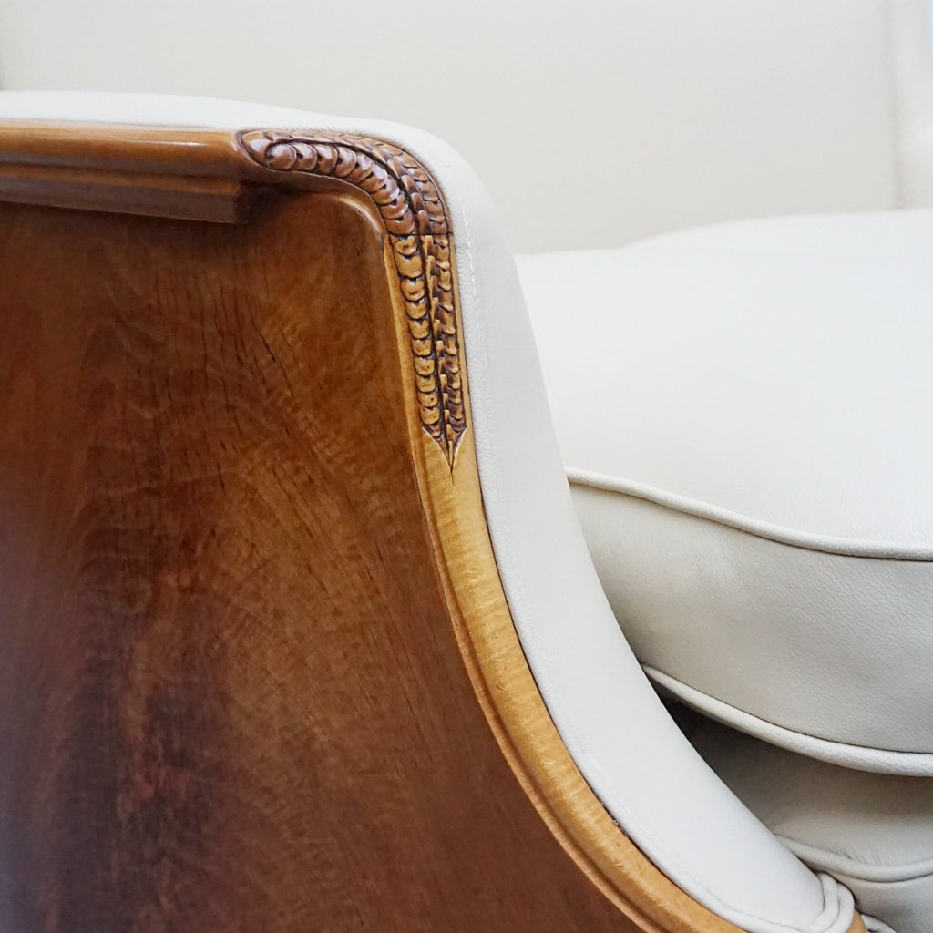 Vintage Art Deco Three Piece Lounge Suite by Maurice Adams Circa 1930 Burr Walnut and Leather - Jeroen Markies Art Deco