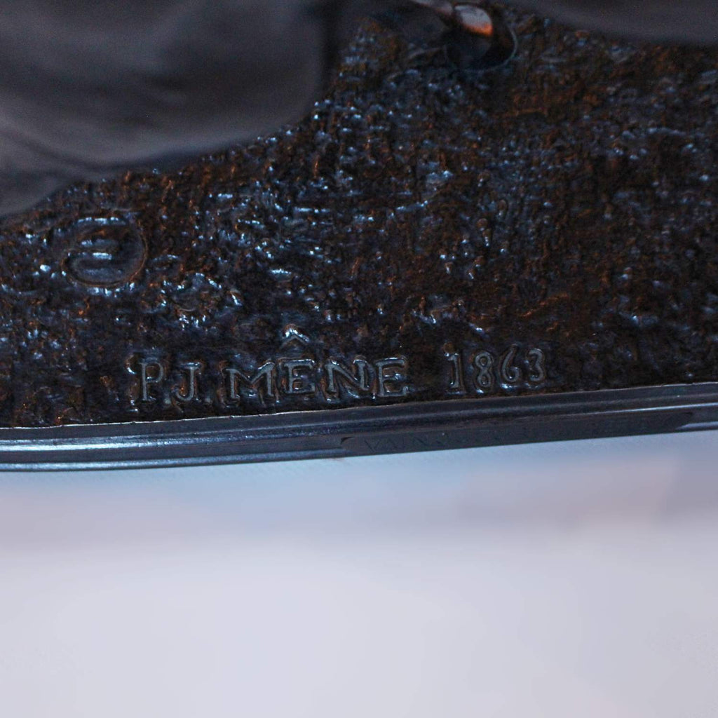 Vainqueur du Derby, a patinated bronze jockey on his horse by Pierre-Jules Mene at Jeroen Markies